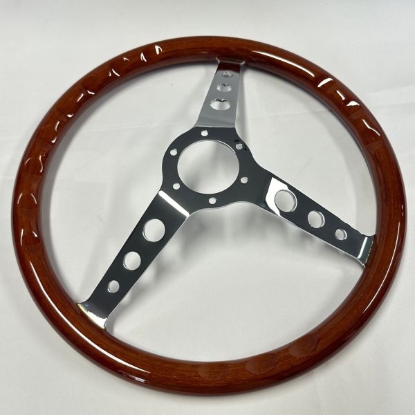 Classic Premium Mahogany Walnut Wood Grain Steering Wheel 15 Inch