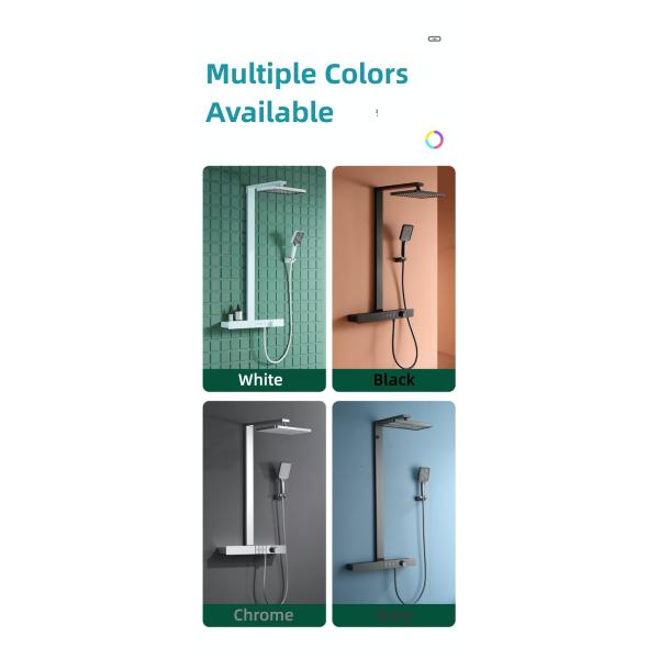 Smart Exposed Thermostatic Shower Set Rainfall Head Bathroom Shower Set Customized