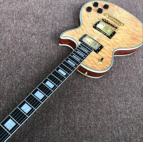 New standard LP CUSTOM SHOP Hot sale LP custom electric guitar flame maple cover natural color gold hardware