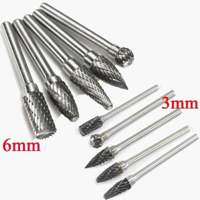 6.35mm Shank Dia Round Carbide File Die Grinder Bits Carbide de Tungstênio Rotary Burrs Set