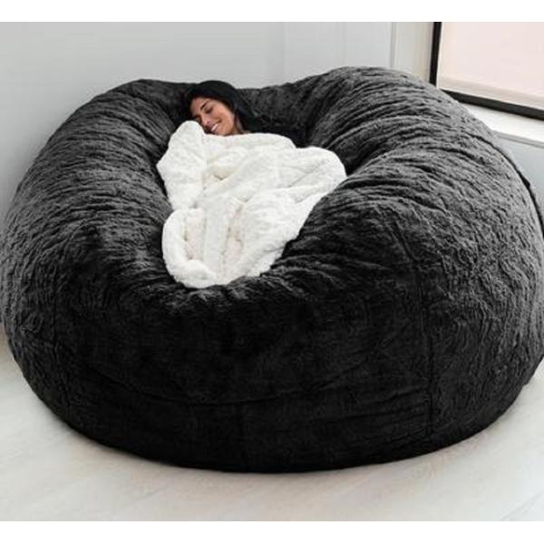 Outdoor 7Ft Giant Bean Bag Lounge Chair Soft Faux Fur Fabric EPS Fill