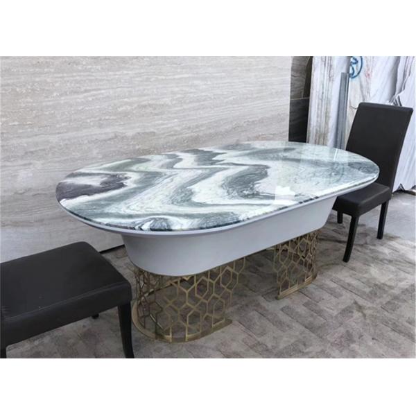 Modern Light Hotel Restaurant Furniture Simple Oval Marble Dining Table