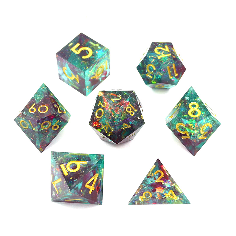Custom Logo Liquid Core Resin Dice Set 14MM-20MM Polyhedral DND Dice for RPG Games