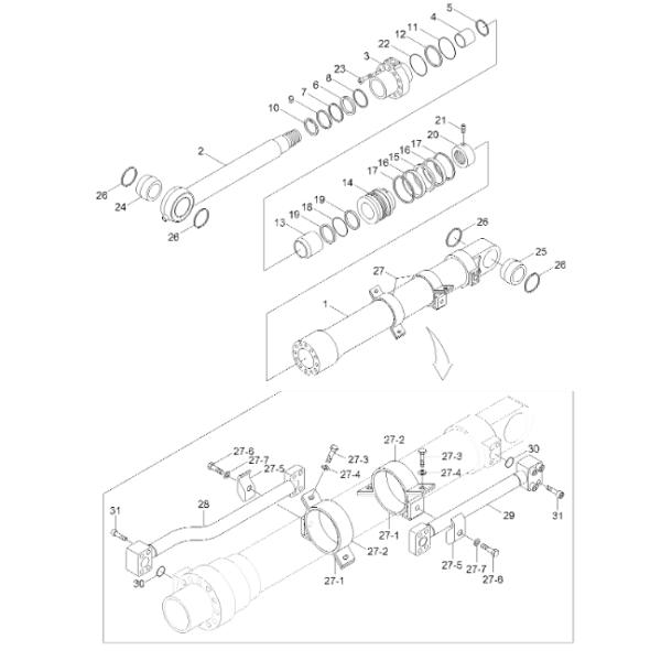 31Y1-29100 Kit de scellés HYUNDAI Pièces de cylindres de seaux pour excavatrice pour R210LC-9 R380LC-9DM