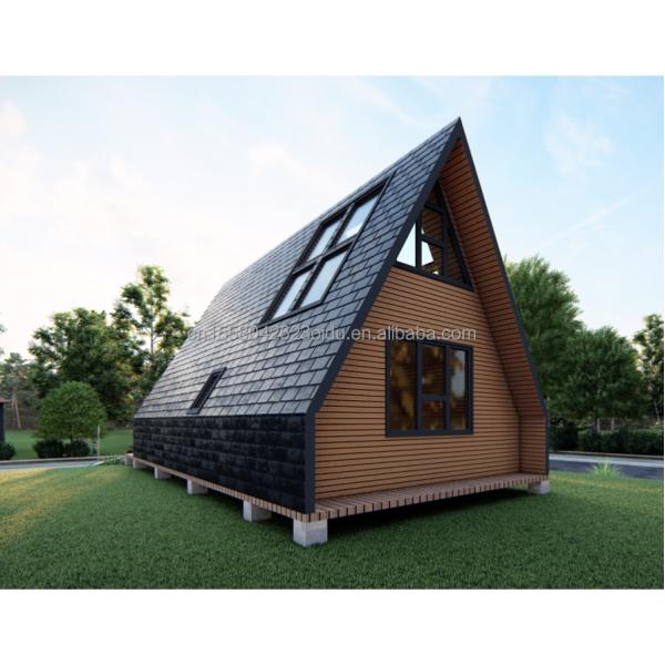 EU Baño Salón de estar Contenedor triangular de madera con puerta de panel de sándwich y estructura de tubos cuadrados de acero galvanizado