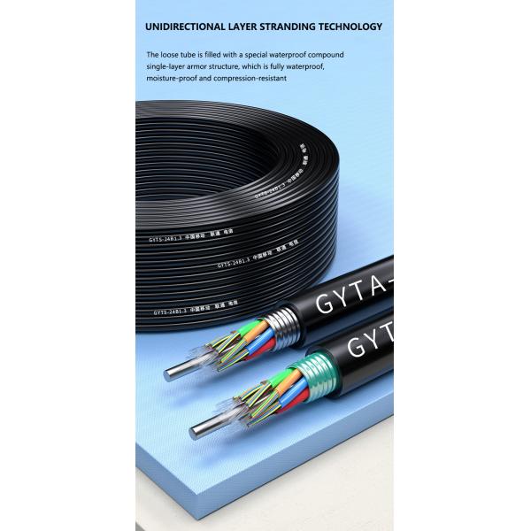 G655 GYTS Optical Fiber Armored Cable With PE Jacket Outdoor Armored Cable