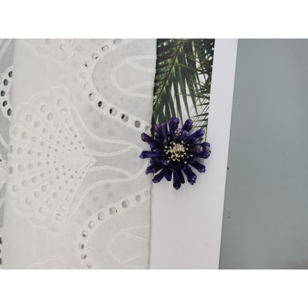 White Bridal Lace Shell Pattern Embroidered Eyelet Fabric 100% Cotton