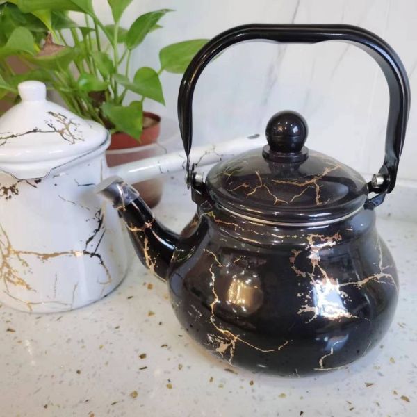 Carbon Steel Arabic Teapot Set Enamel Colorful Tea Pot Kettle Mug Plate Set
