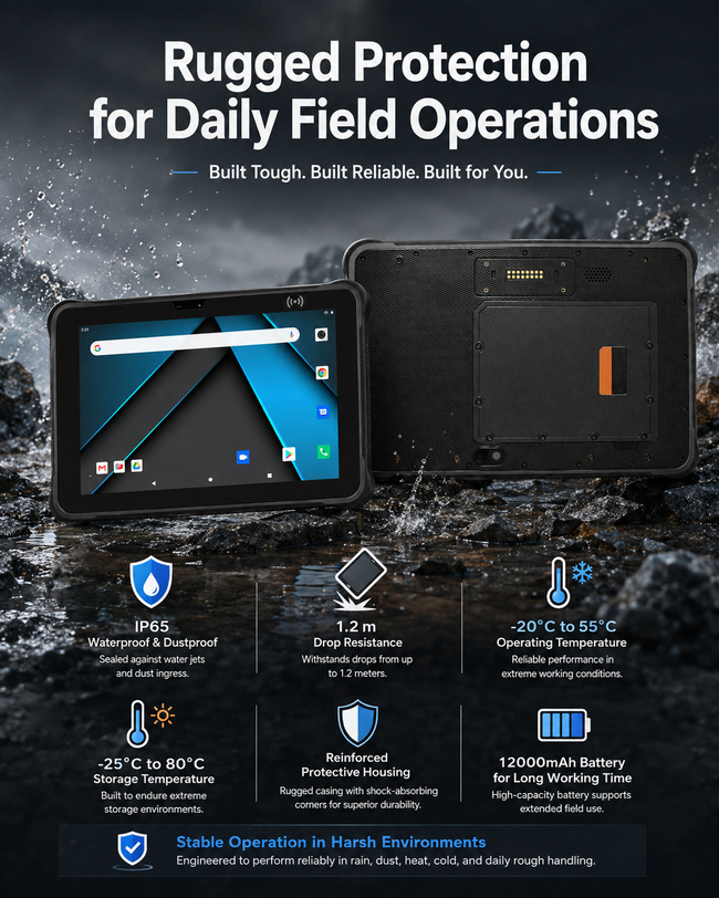 Warehouse Rugged Tablet for Warehouse Management 10.1 Inch Handles Inventory Records