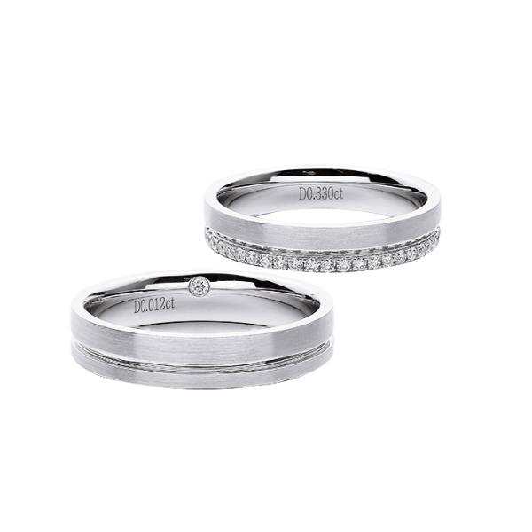 Simple Circular Groove Design 12g White Gold Couple Rings