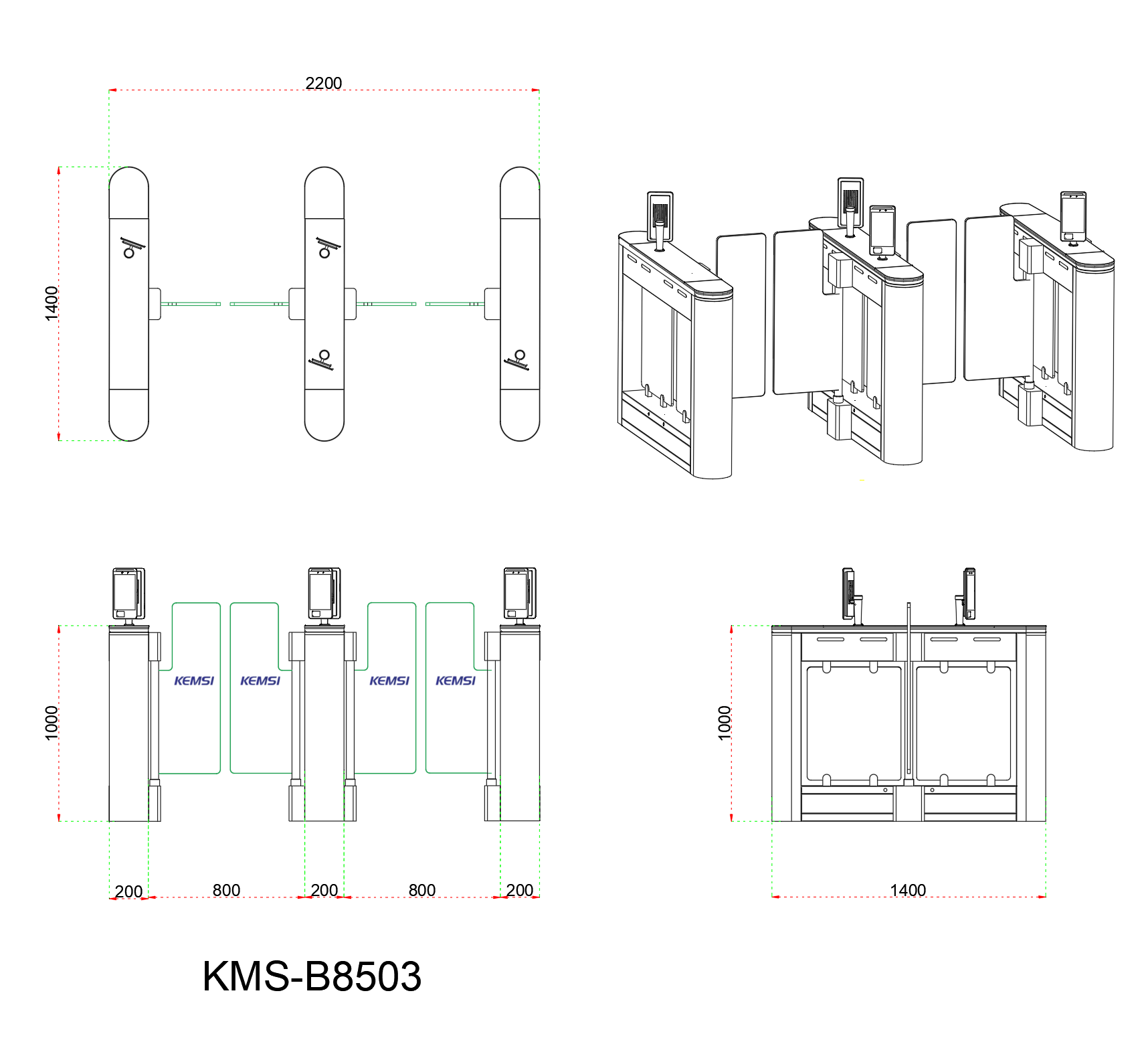 Swing Gate Turnstile For Community Entrance Access Control System With Facial Recognition