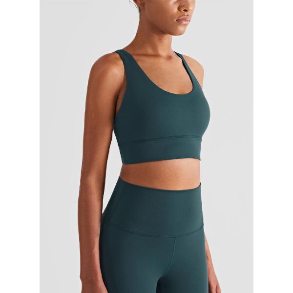 Gathered Full Coverage Ladies Sports Bra Tops Wirefree Cross Back Yoga Bra Workout