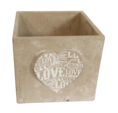 S057CM Cube Shape Cement Garden Planters Cement Plant Pots With CE / GS Approved