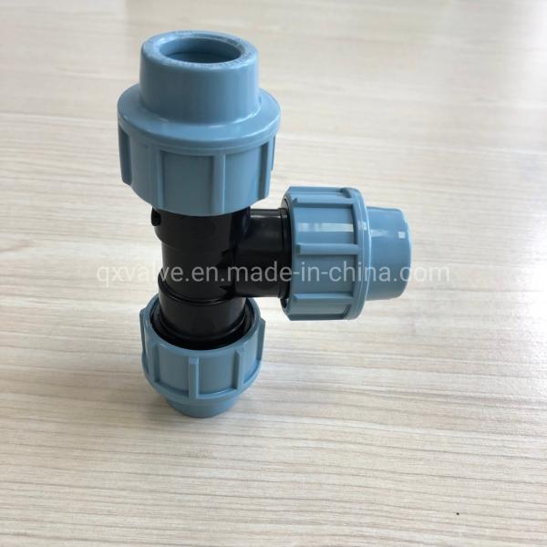 Cores claras Itália Fittings de compressão PP Água Plástico 3 Way Tee Espessura da parede Pn10