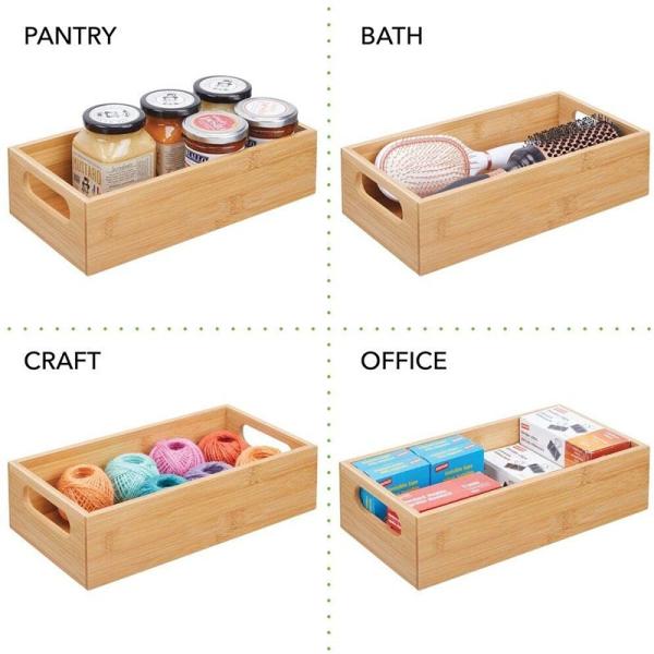 Bin de armazenamento de bambu com alças Solução de armazenamento multifuncional e logotipo do cliente