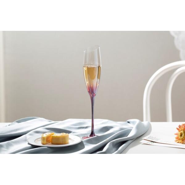 Bevel Mouth 6 Oz Iridescent Champagne Glasses 172ml Gradient Red Lead Free