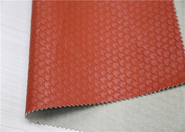 0.7mm Wallet Orange Embossed PU Leather No Fading Hydrolysis Resistance