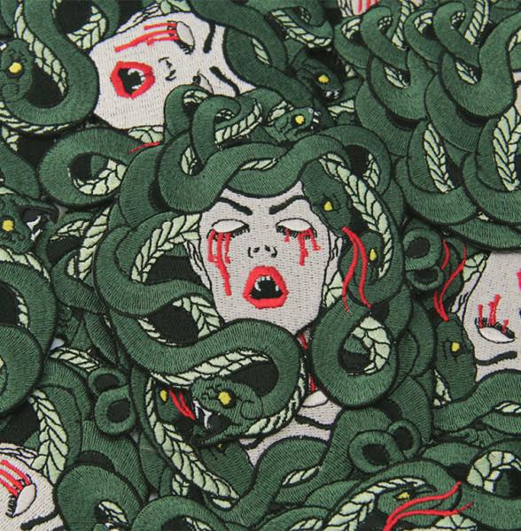 Sew On 120D Medusa Custom Embroider Patch For Leather Jackets