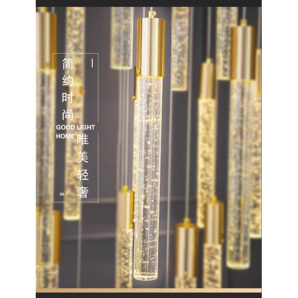 Lumière pendant d'escalier de luxe moderne intérieur de l' hôtel or / noir Crystal Stick Design