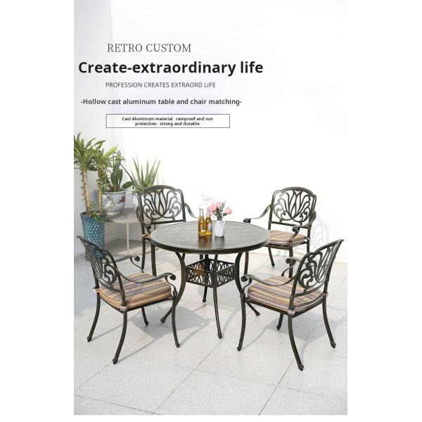 OEM Cast Aluminium Leisure Dining Table And Chairs Set For Outdoor Garden