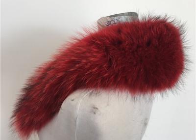 Red Color Real Raccoon Fur Hood Trim / Overcoat Fur Collar 70*22cm