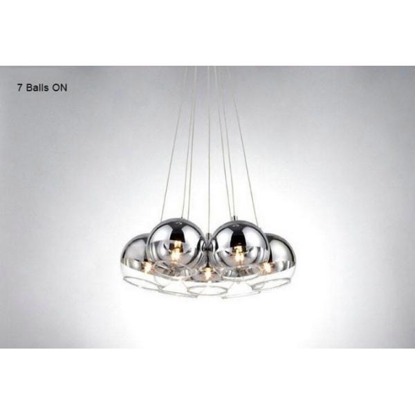 Modern Chrome Glass Balls LED Pendant Chandelier Light For Living Dining Study Room