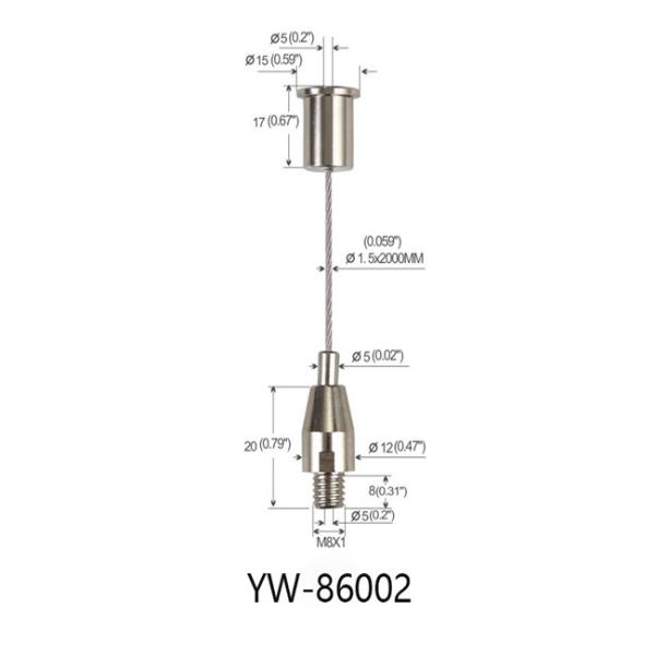 Le système accrochant Chrome de sécurité de câble réglable de voyant a plaqué YW86001