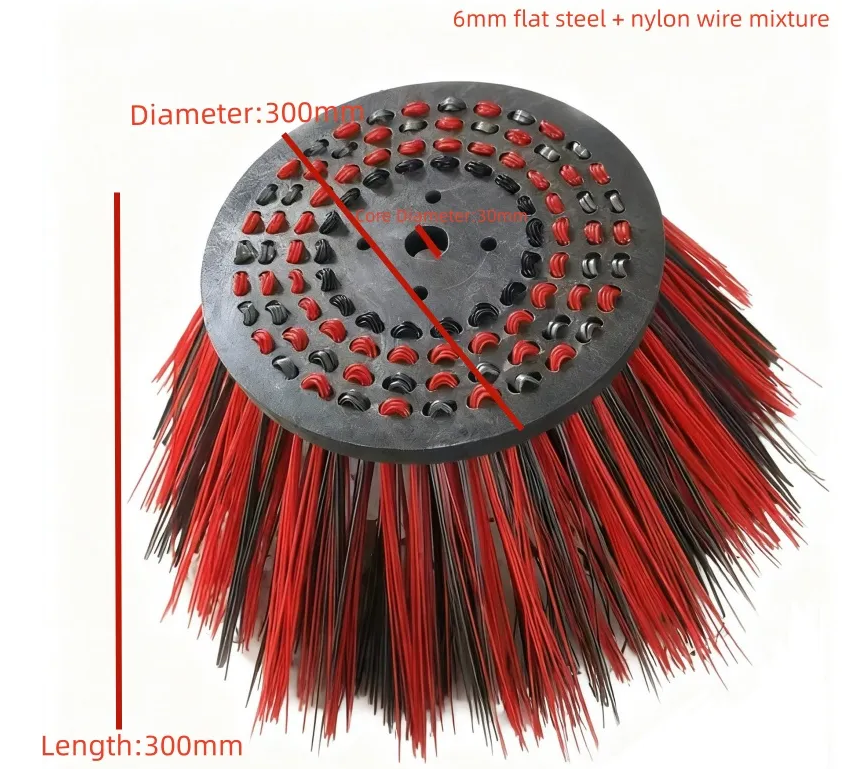 PP Mixed Flat Steel Wire Road Sweeper Side Broom Street Sweeping Brush
