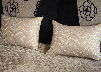 100% Cotton Luxury Throw Pillows , Leaves Pattern Embroidered Cushion Covers