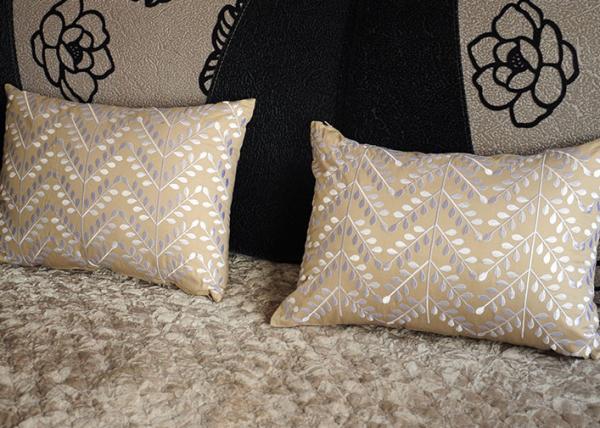 100% Cotton Luxury Throw Pillows , Leaves Pattern Embroidered Cushion Covers