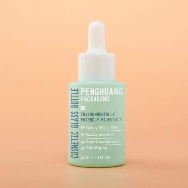 A bomba ajustada de empacotamento cosmética de vidro do conta-gotas de FDA pulveriza a cor verde 20ml 50ml 100ml de pintura