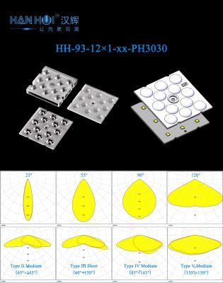 50×50mm Square Lens 12×1pcs Multiple Light Distribution Designs Anti-Glare PC Eco-Material Streetlighting and Floodlighting Lenses