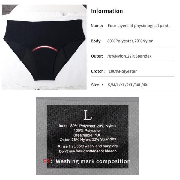 Proof Overnight Period Panties Underwear Plus Size High Waist Seamless Menstrual Panties
