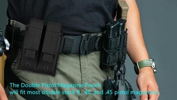 Molle Double Pistol Mag Pouch Single Double Stack Magazine For 9mm/.40 Calibers Glock