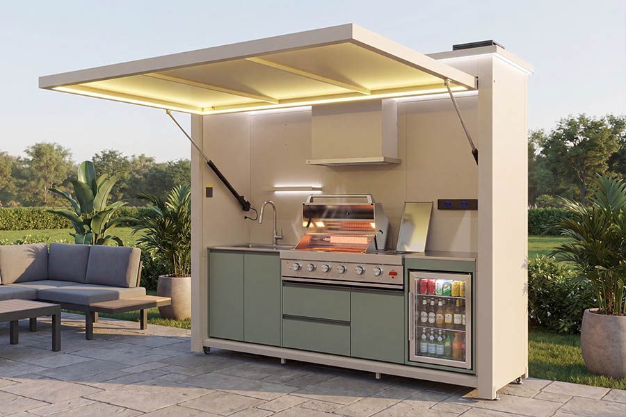 IP67 Aluminum Outdoor Kitchen BBQ Pod Hydraulic Canopy LED Lighting System