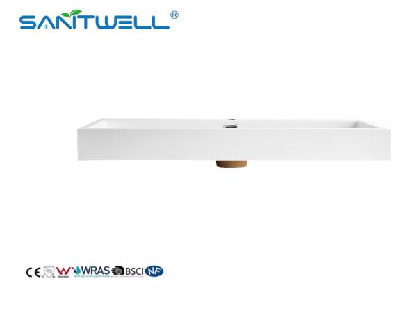 Standard Sizes SW6002-995 Bathroom Sanitary Ware Stone Resin Basins Rectangle Shape Semi-Counter Sinks