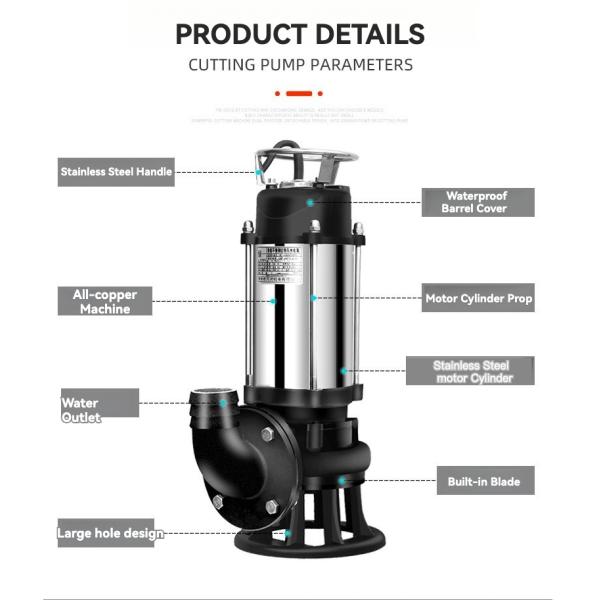 WQP Series High Lift High Flow Stainless Steel Submersible Sewage Pump Clean Water