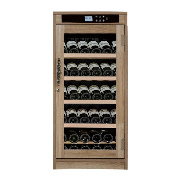Wood Wine Cooler Cabinet with Digital Temperature Control Adjustable Shelves and Lockable Door