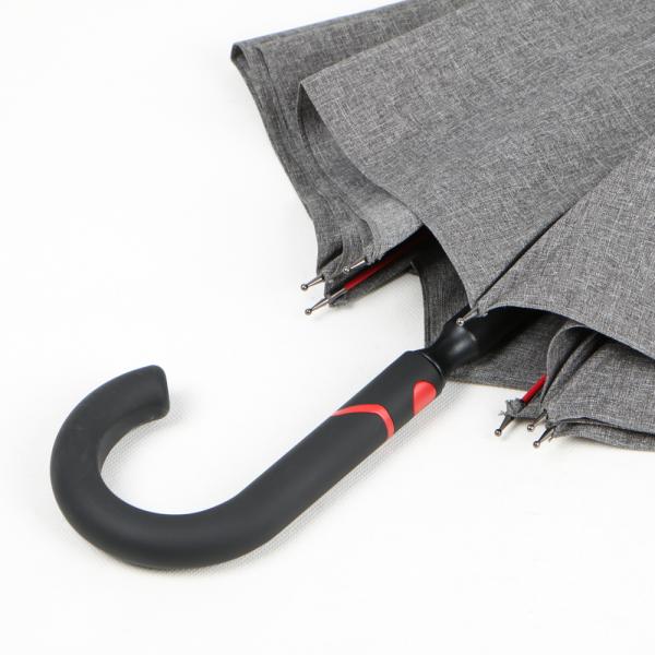 Polyester Personalised Golf Umbrella , Grey Black Umbrella With Curved Handle