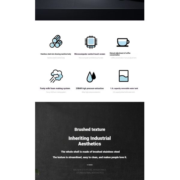 Black 20 Bar Coffee Machine Semi Automatic 850W 1.6L Capacity For Home Use