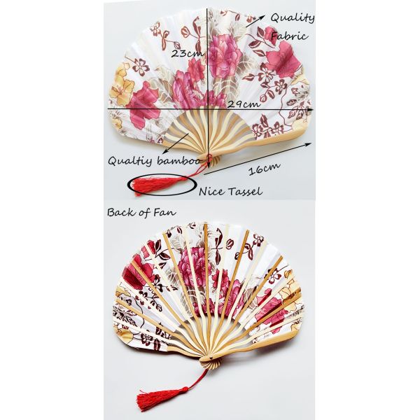 Hot Selling Seashell Flower Hand Fan Foldable Wedding Fabric Bamboo Fan