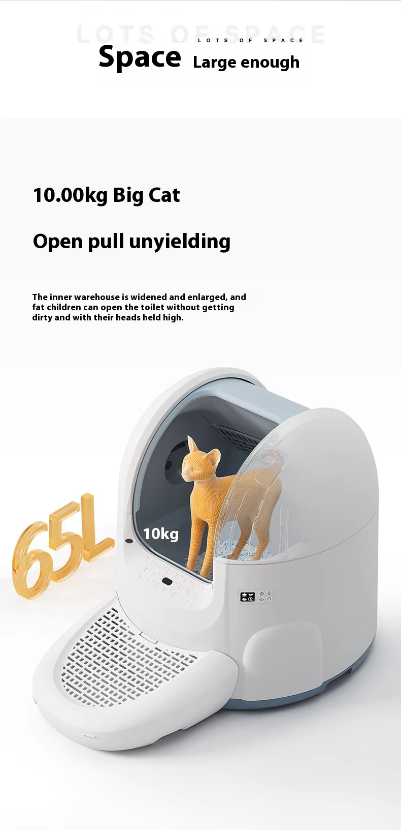 Automatic Intelligent Cat Litter Basin Oversized Anti-Splash Plastic Toilet Easy Clean Feature Closed Cat Litter Boxes Accessory
