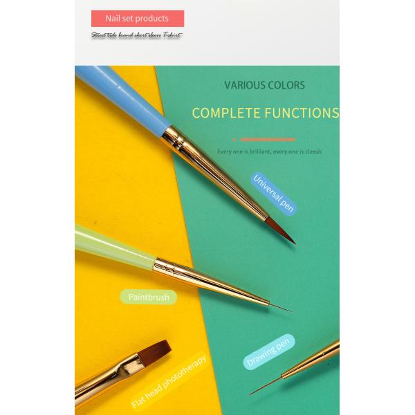 Synthetic Nylon Hair Gel Nail Art Brush 6pcs Nail Art Drawing Pen