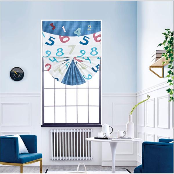 Cartoon fan shape blue pink Roman blinds track modern simple Customized for girls boys