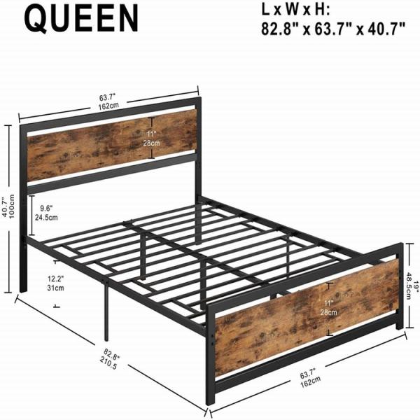 ODM Hotel Wooden Metal Furniture Hostel Iron Bed Frame King Industrial Style
