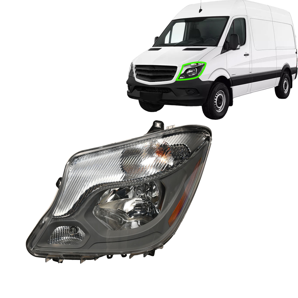 Aftermarket Halogen Headlight Assembly Compatible with OE A9068202861 for 2014-2018 Sprinter W906