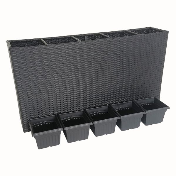 Metal Frame Poly Rattan Decorative Flower Planters Stand Garden Green Plant Flower Pots