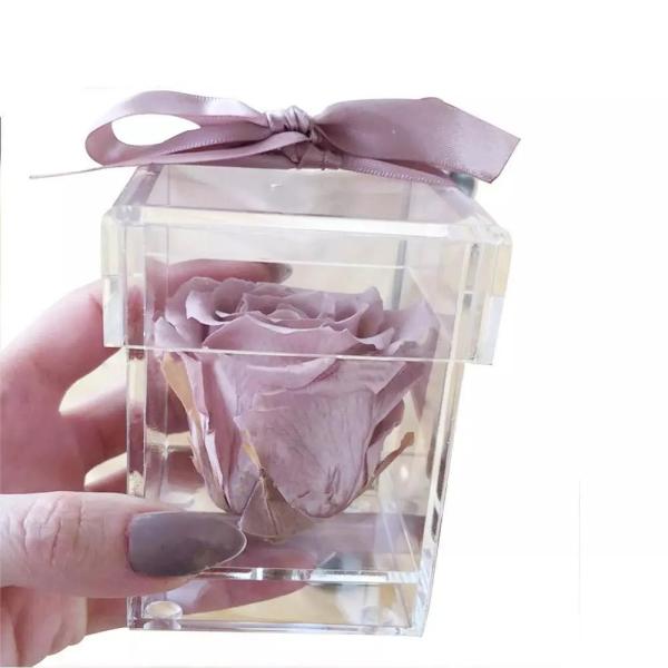 Wholesale preserved rose 5-6cm single rose in mini acrylic box