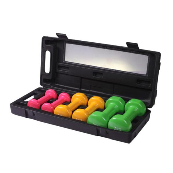 Eco-freiendly Colorful weight lifting Neoprene PVC Vinyl Dipping Dumbbell With Carry Box