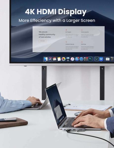USB de type C à 4K-HDMI Thunderbolt 3 100W Livraison d'alimentation 3 Adaptateur de port USB 3.0 Station d'accueil pour MacBook